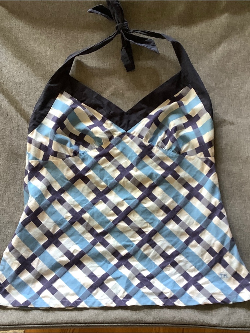 Tommy Hilfiger Navy, Light Blue, White Plaid Halter Top